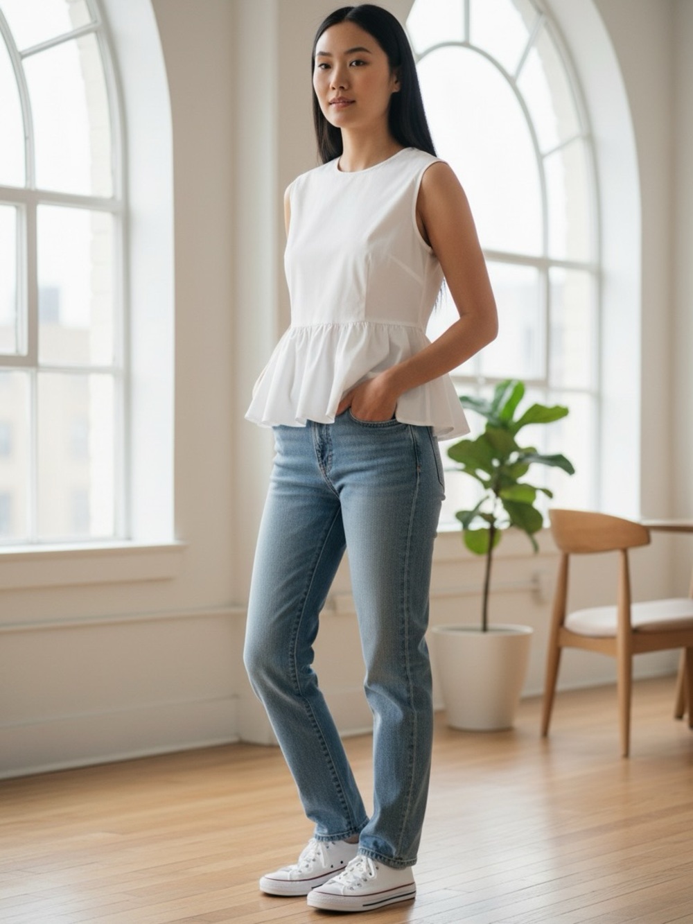 Banana Republic White Sleeveless Peplum Tank